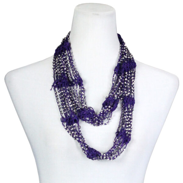 Beaded Scarves – Purple w/ Silver-Beads